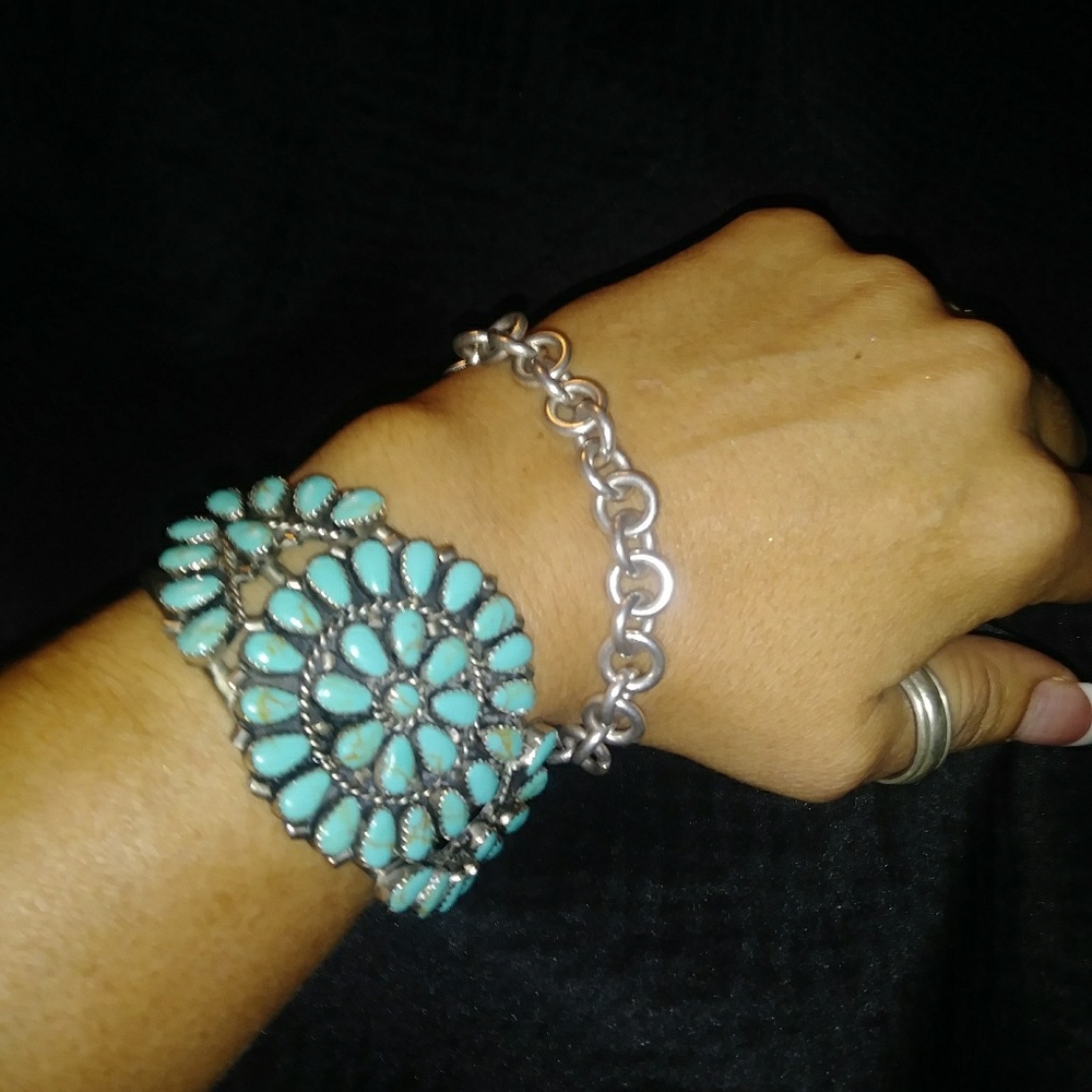 Handcrafted. Authentic Turquoise stamped bracelet